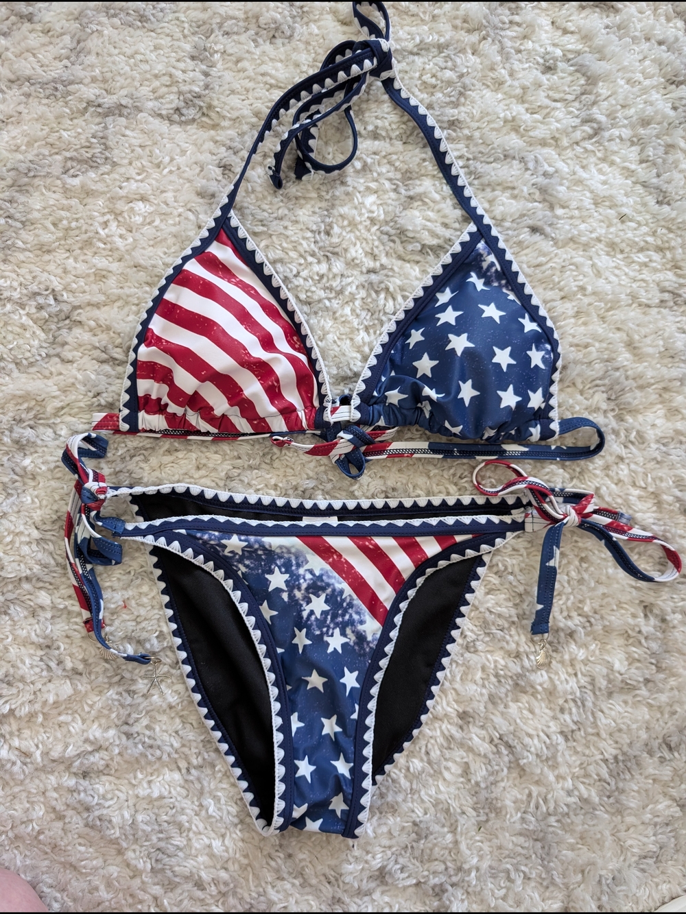 American Flag Tie-Side Bikini - Red, White & Blue Small